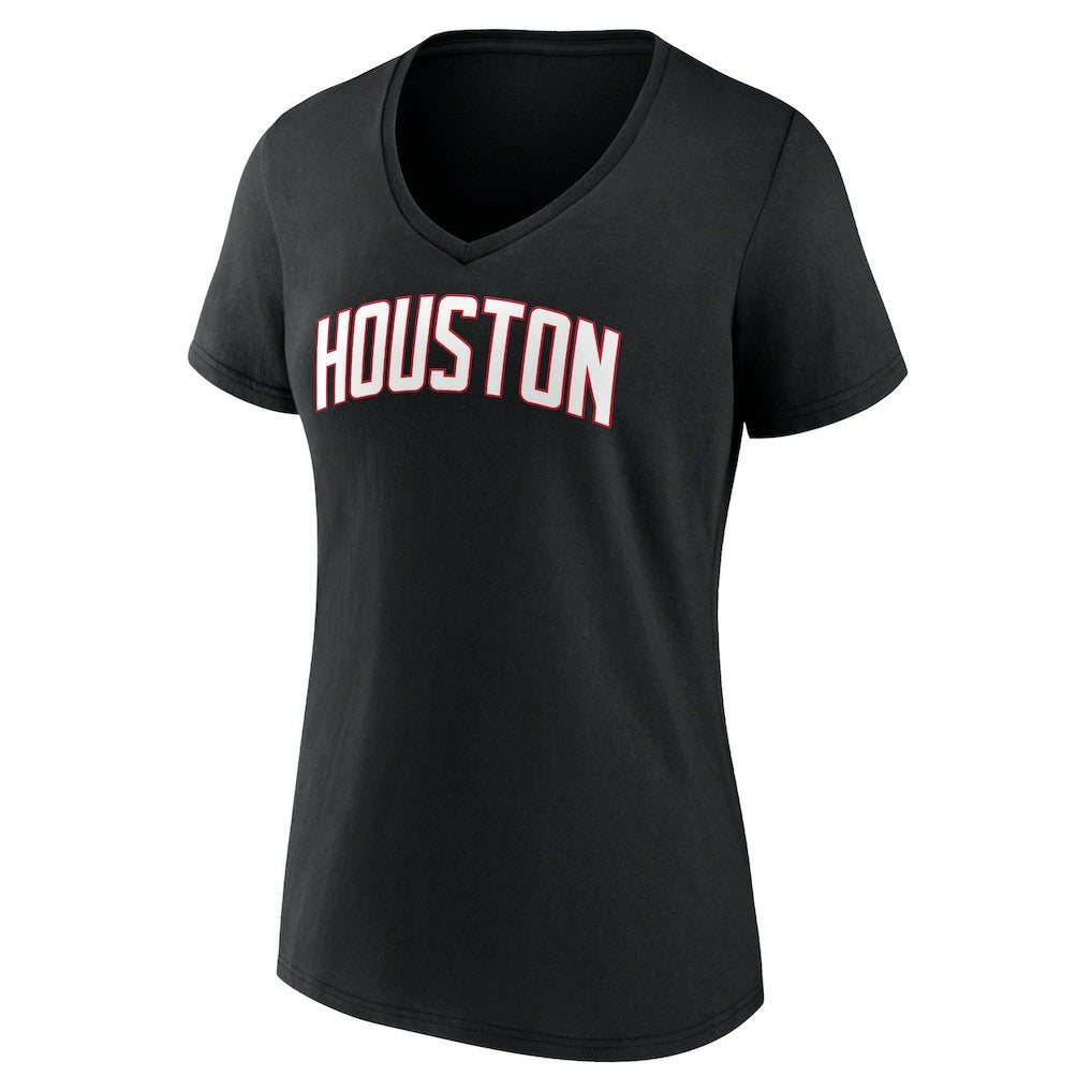 Houston Rockets Women's Wordmark V-Neck T-Shirt Black - NBA