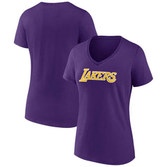 Los Angeles Lakers Women's Wordmark V-Neck T-Shirt Purple - NBA