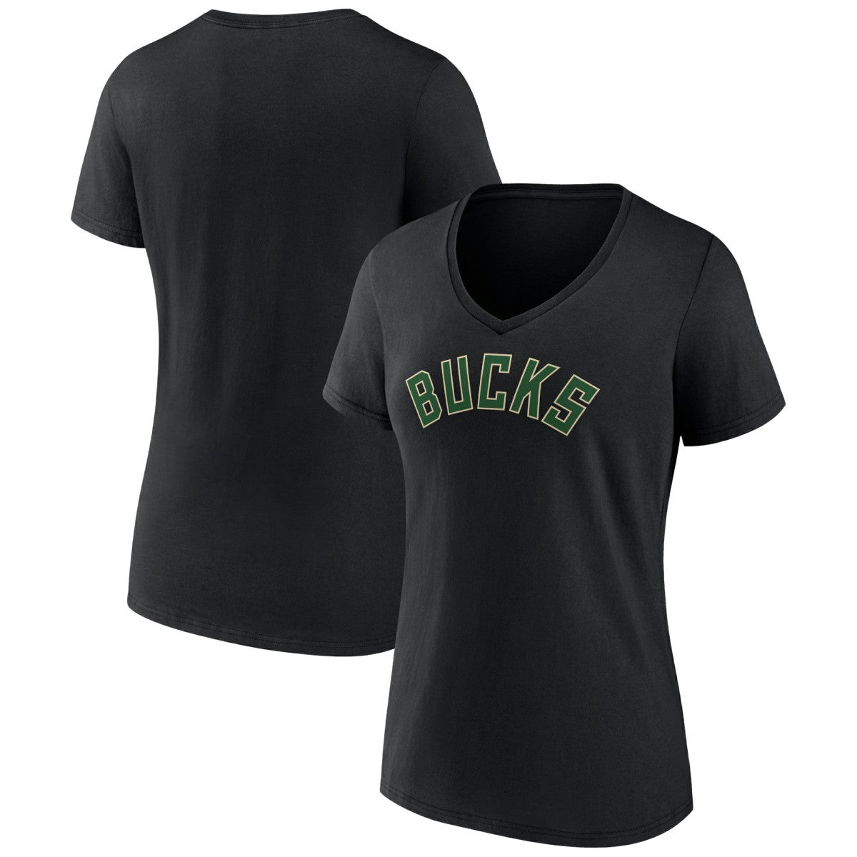 Milwaukee Bucks Women's Wordmark V-Neck T-Shirt Black - NBA
