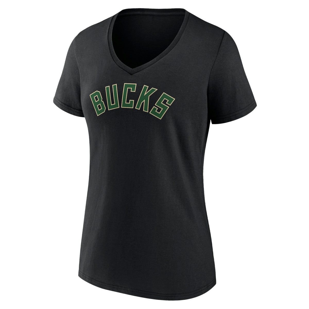 Milwaukee Bucks Women's Wordmark V-Neck T-Shirt Black - NBA