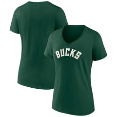 Milwaukee Bucks Women's Wordmark V-Neck T-Shirt Green - NBA