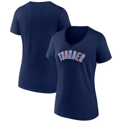 Oklahoma City Thunder Women's Wordmark V-Neck T-Shirt Navy - NBA