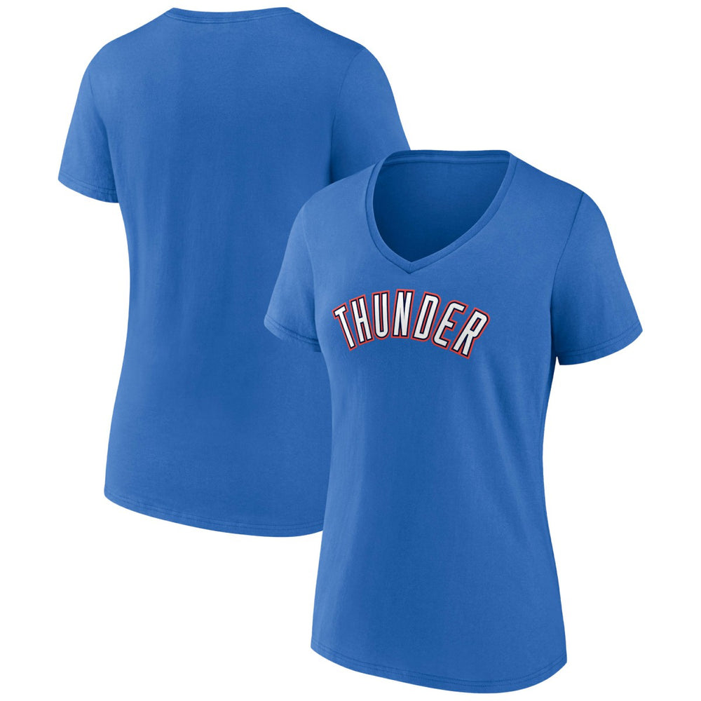 Oklahoma City Thunder Women's Wordmark V-Neck T-Shirt Blue - NBA