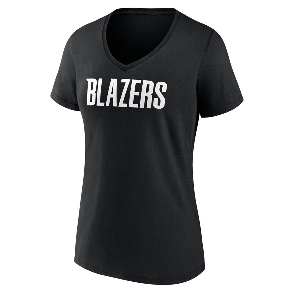 Portland Trail Blazers Women's Wordmark V-Neck T-Shirt Black - NBA