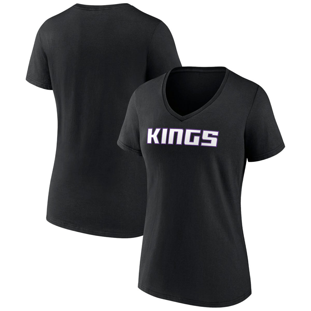 Sacramento Kings Women's Wordmark V-Neck T-Shirt Black - NBA