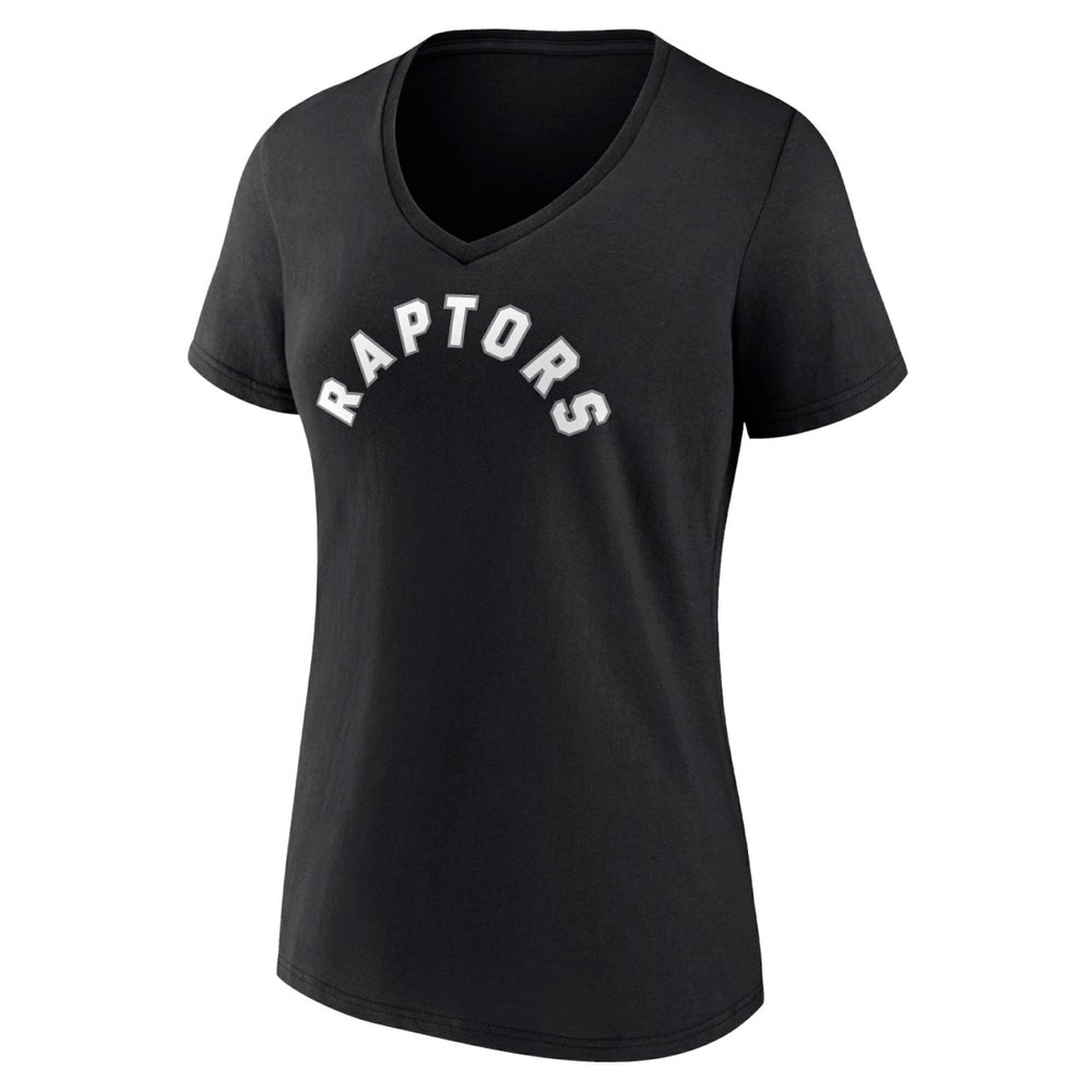 Toronto Raptors Women's Wordmark V-Neck T-Shirt Black - NBA