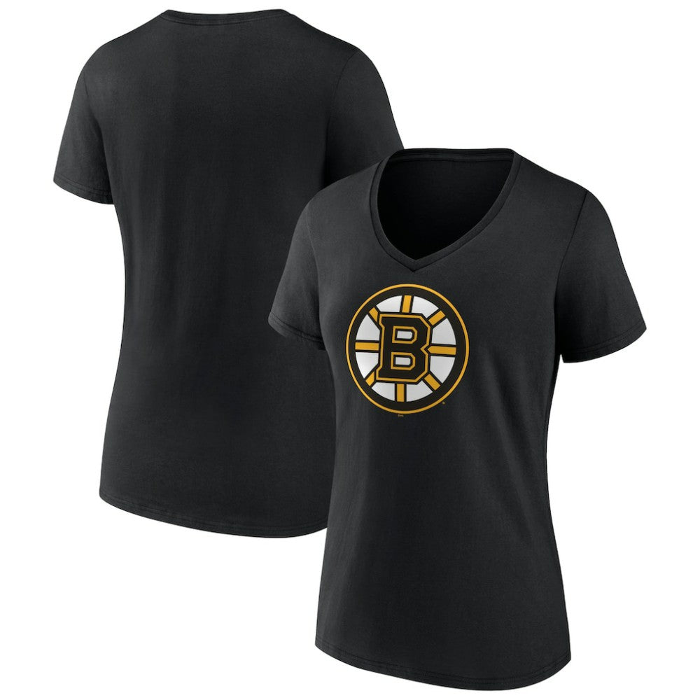 Boston Bruins Women's Team Logo V-Neck T-Shirt - Black - NHL