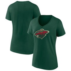 Minnesota Wild Women's Team Logo V-Neck T-Shirt - Green - NHL