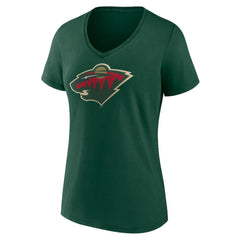 Minnesota Wild Women's Team Logo V-Neck T-Shirt - Green - NHL