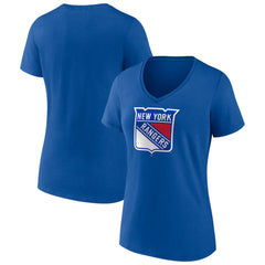 New York Rangers Women's Team Logo V-Neck T-Shirt - Royal - NHL