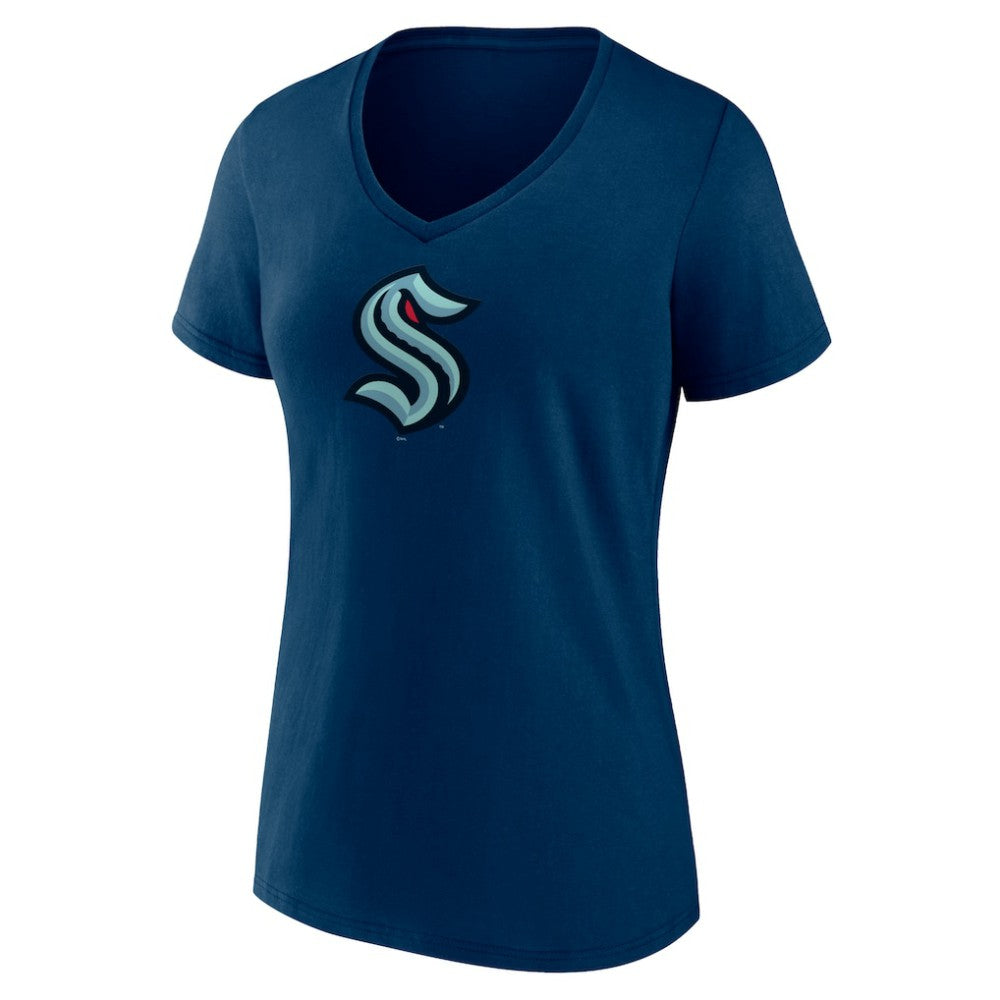 Seattle Kraken Women's Team Logo V-Neck T-Shirt - Navy - NHL