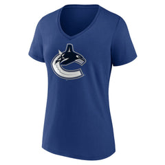 Vancouver Canucks Women's Team Logo V-Neck T-Shirt - Blue - NHL