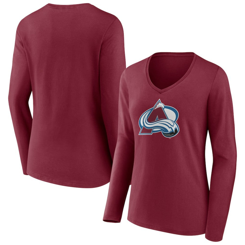 Colorado Avalanche Women's Team Logo Long Sleeve V-Neck T-Shirt - Burgundy - NHL