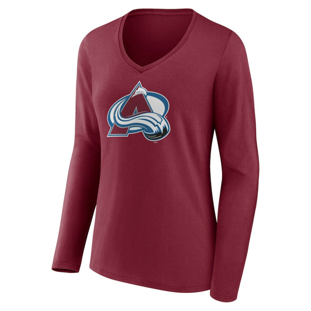 Colorado Avalanche Women's Team Logo Long Sleeve V-Neck T-Shirt - Burgundy - NHL