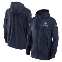 Tennessee Titans 2023/24 Sideline Club Full-Zip Hoodie Navy | Nike for Sale