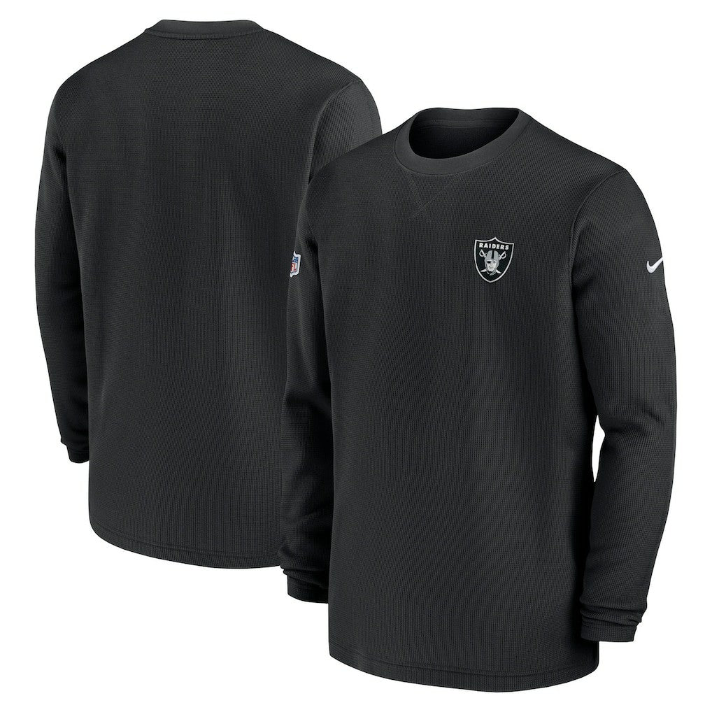 Las Vegas Raiders 2023 Sideline Throwback Heavy Brushed Waffle Long Sleeve Top Black | Nike for Sale