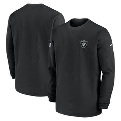 Las Vegas Raiders 2023 Sideline Throwback Heavy Brushed Waffle Long Sleeve Top Black | Nike for Sale