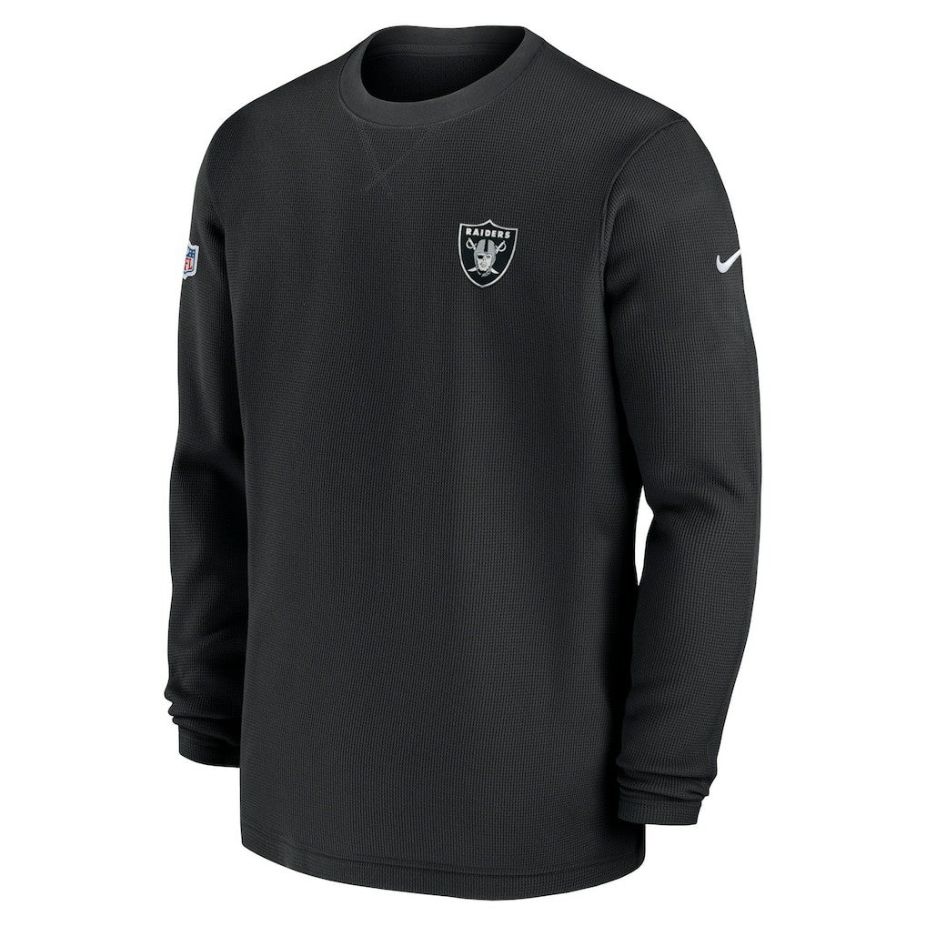 Las Vegas Raiders 2023 Sideline Throwback Heavy Brushed Waffle Long Sleeve Top Black | Nike for Sale