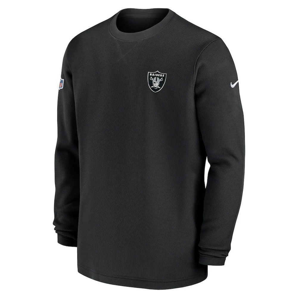 Las Vegas Raiders 2023 Sideline Throwback Heavy Brushed Waffle Long Sleeve Top Black | Nike for Sale