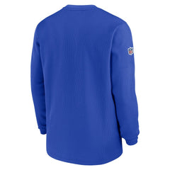 Los Angeles Rams 2023 Sideline Throwback Heavy Brushed Waffle Long Sleeve Top Royal | Nike for Sale