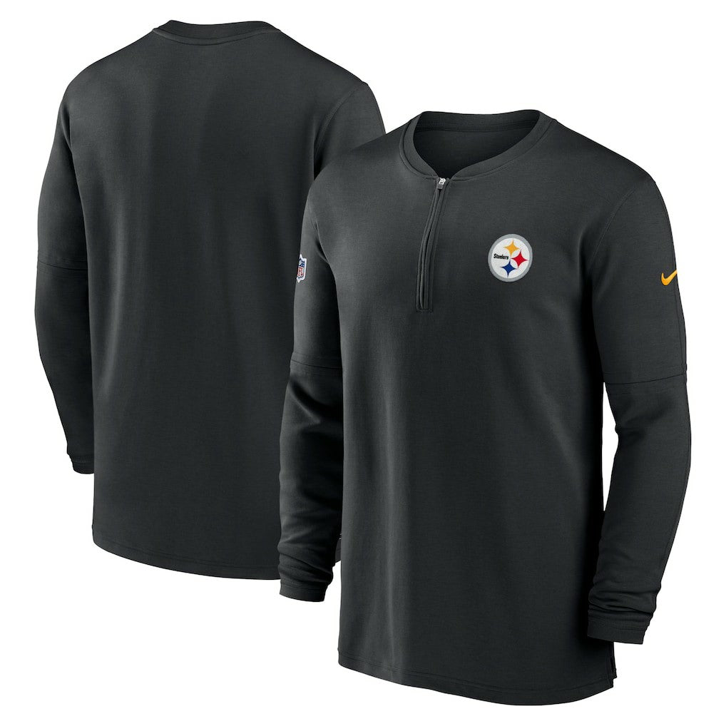 Pittsburgh Steelers 2023 Sideline Performance Long Sleeve Tri-Blend Quarter-Zip Top Black | Nike for Sale