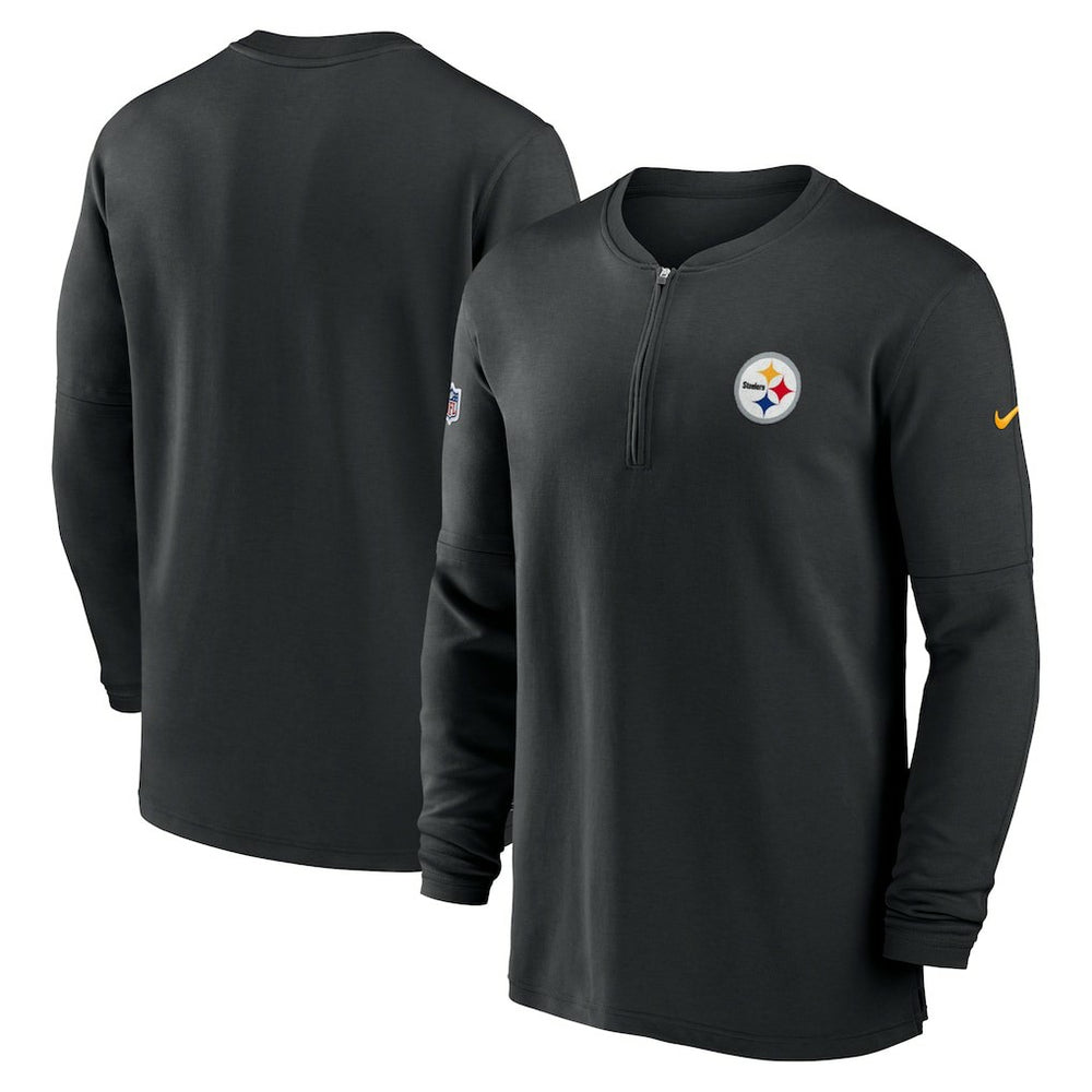 Pittsburgh Steelers 2023 Sideline Performance Long Sleeve Tri-Blend Quarter-Zip Top Black | Nike for Sale