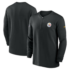 Pittsburgh Steelers 2023 Sideline Performance Long Sleeve Tri-Blend Quarter-Zip Top Black | Nike for Sale