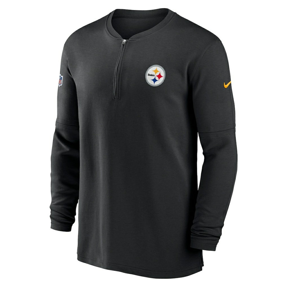 Pittsburgh Steelers 2023 Sideline Performance Long Sleeve Tri-Blend Quarter-Zip Top Black | Nike for Sale