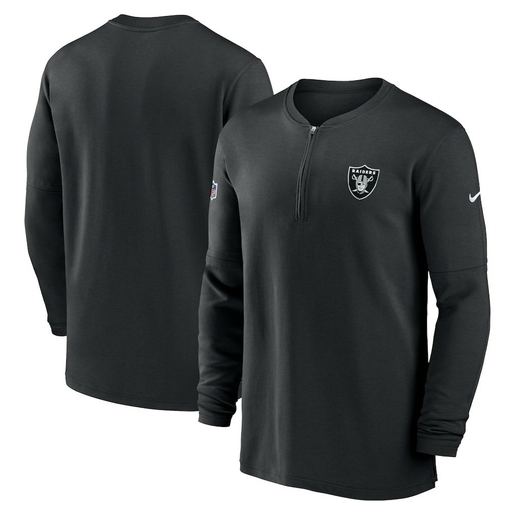 Las Vegas Raiders 2023 Sideline Performance Long Sleeve Tri-Blend Quarter-Zip Top Black | Nike for Sale