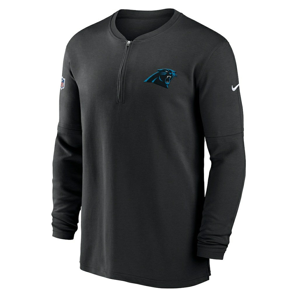 Carolina Panthers 2023 Sideline Performance Long Sleeve Tri-Blend Quarter-Zip Top Black | Nike for Sale