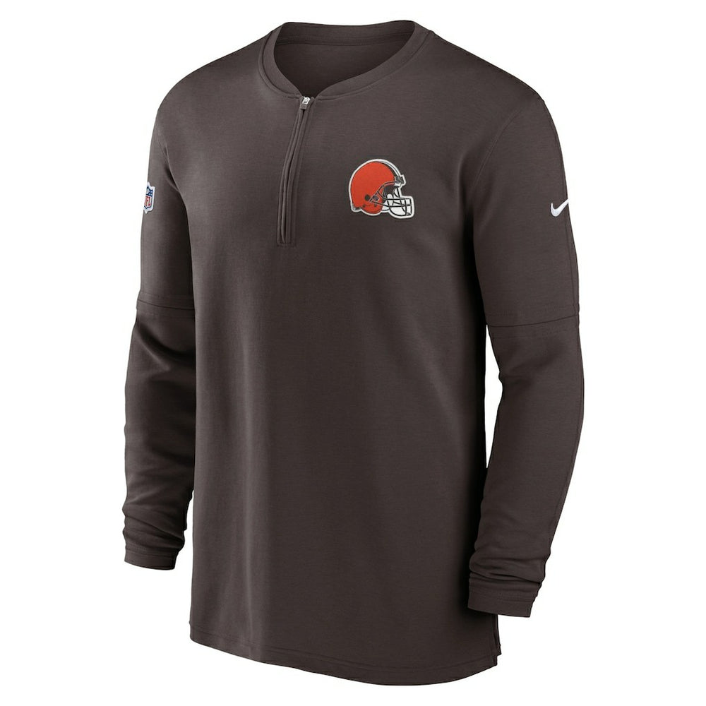 Cleveland Browns 2023 Sideline Performance Long Sleeve Tri-Blend Quarter-Zip Top Brown | Nike for Sale