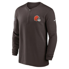 Cleveland Browns 2023 Sideline Performance Long Sleeve Tri-Blend Quarter-Zip Top Brown | Nike for Sale