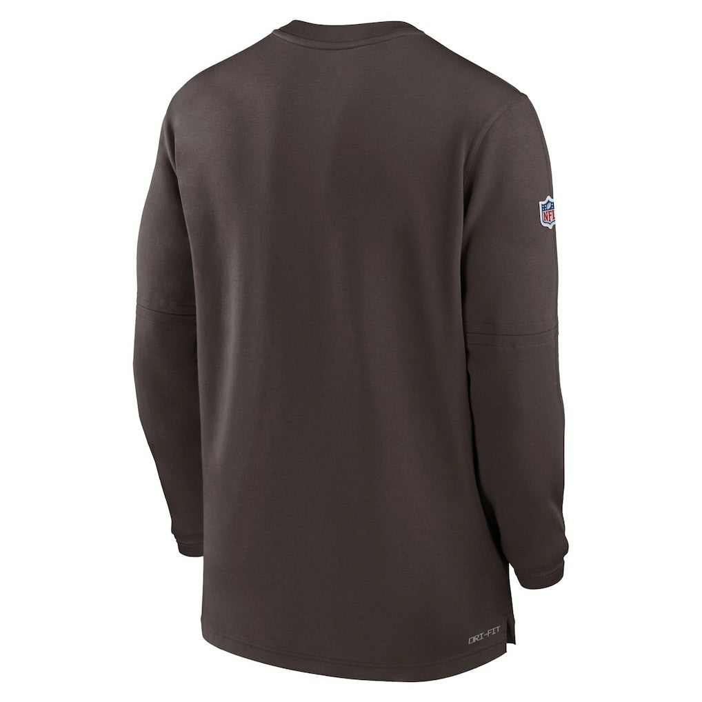 Cleveland Browns 2023 Sideline Performance Long Sleeve Tri-Blend Quarter-Zip Top Brown | Nike for Sale