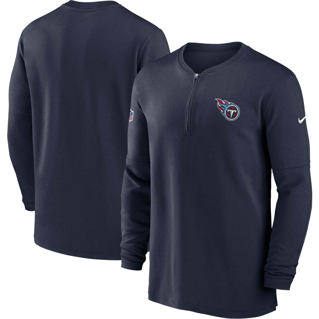Tennessee Titans 2023 Sideline Performance Long Sleeve Tri-Blend Quarter-Zip Top Navy | Nike for Sale