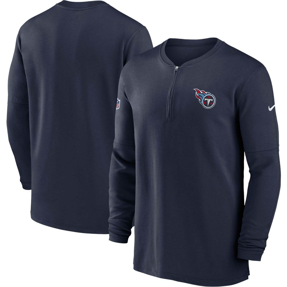 Tennessee Titans 2023 Sideline Performance Long Sleeve Tri-Blend Quarter-Zip Top Navy | Nike for Sale