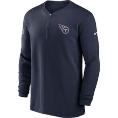 Tennessee Titans 2023 Sideline Performance Long Sleeve Tri-Blend Quarter-Zip Top Navy | Nike for Sale