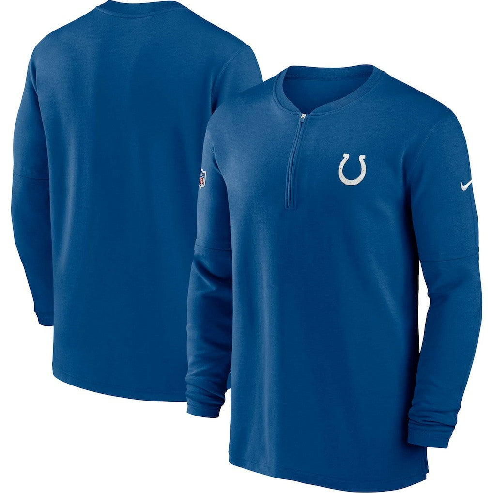 Indianapolis Colts 2023 Sideline Performance Long Sleeve Tri-Blend Quarter-Zip Top Royal | Nike for Sale