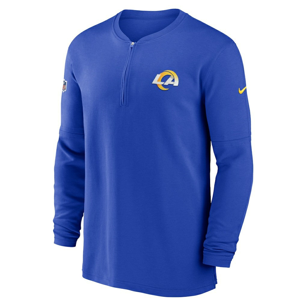 Los Angeles Rams 2023 Sideline Performance Long Sleeve Tri-Blend Quarter-Zip Top Royal | Nike for Sale