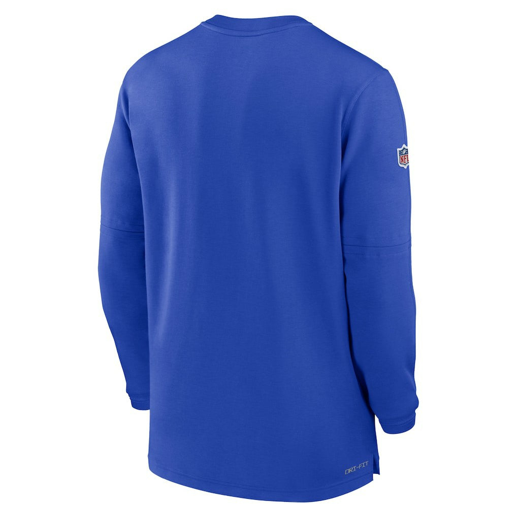 Los Angeles Rams 2023 Sideline Performance Long Sleeve Tri-Blend Quarter-Zip Top Royal | Nike for Sale