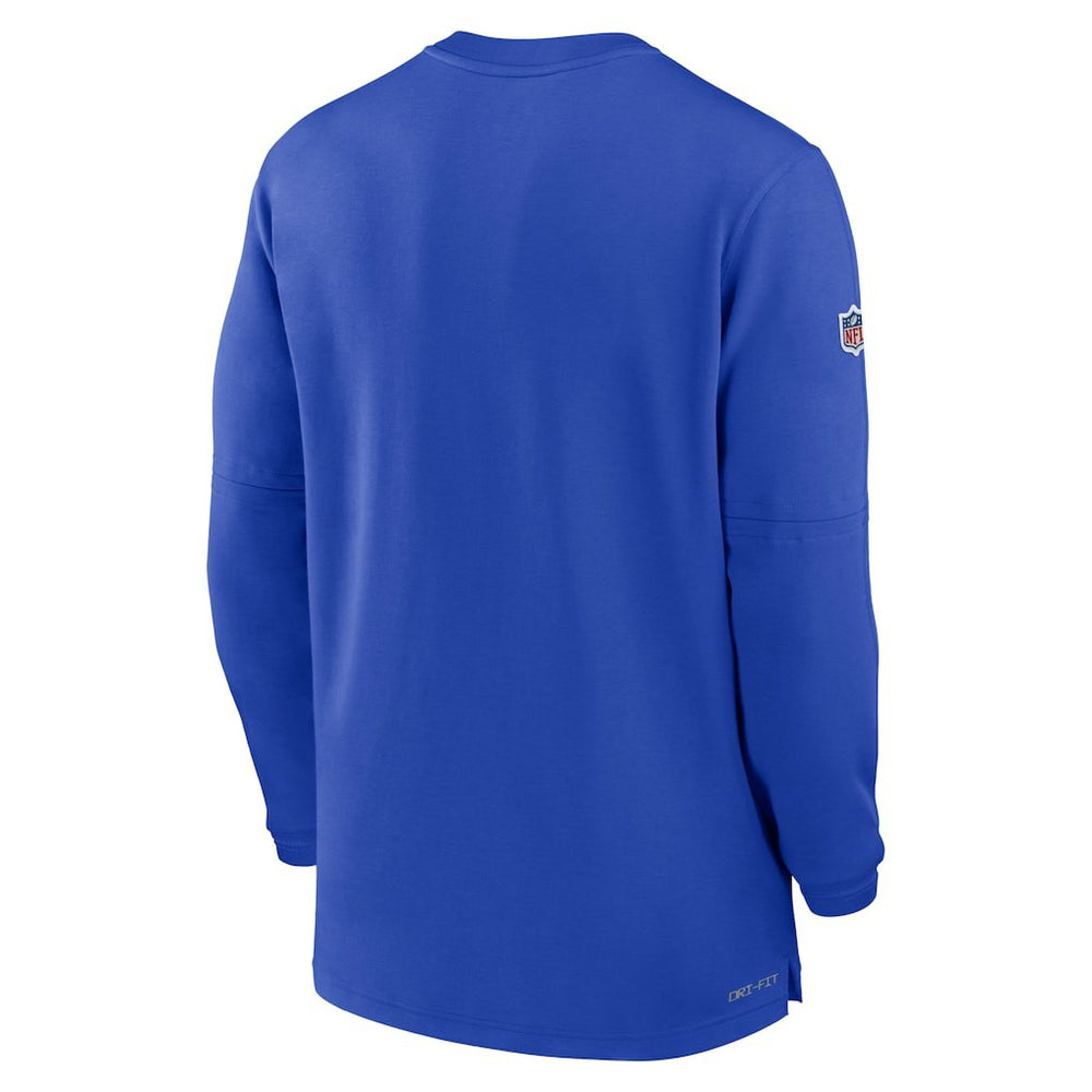 Los Angeles Rams 2023 Sideline Performance Long Sleeve Tri-Blend Quarter-Zip Top Royal | Nike for Sale