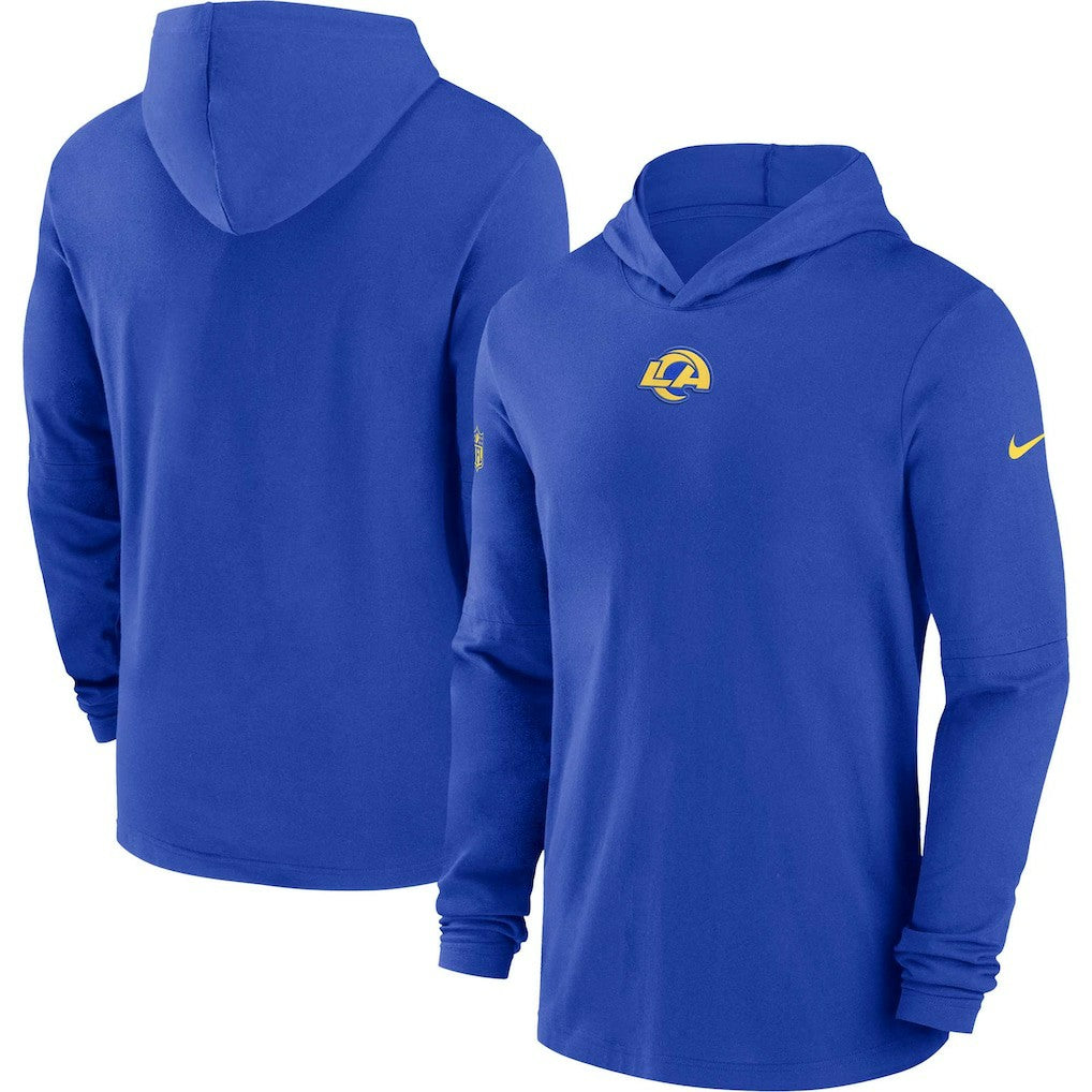 Los Angeles Rams Sideline Performance Long Sleeve Hoodie T-Shirt Royal | Nike for Sale