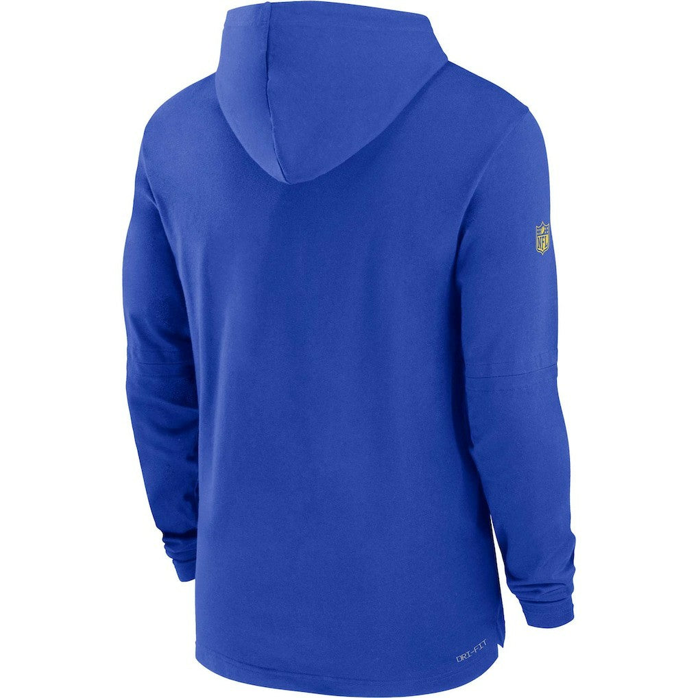 Los Angeles Rams Sideline Performance Long Sleeve Hoodie T-Shirt Royal | Nike for Sale