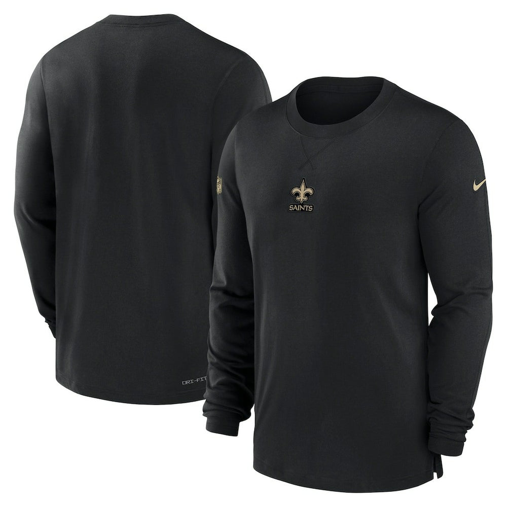 New Orleans Saints 2023 Sideline Performance Long Sleeve T-Shirt Black | Nike for Sale