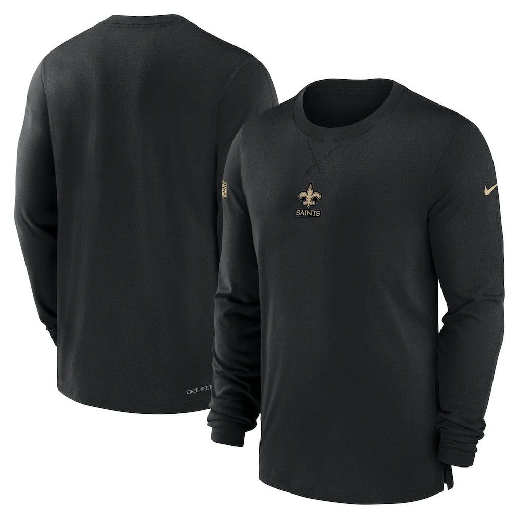 New Orleans Saints 2023 Sideline Performance Long Sleeve T-Shirt Black | Nike for Sale