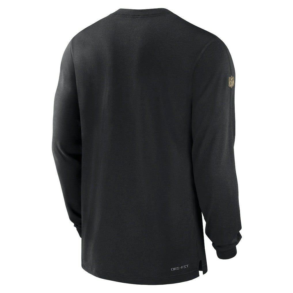 New Orleans Saints 2023 Sideline Performance Long Sleeve T-Shirt Black | Nike for Sale