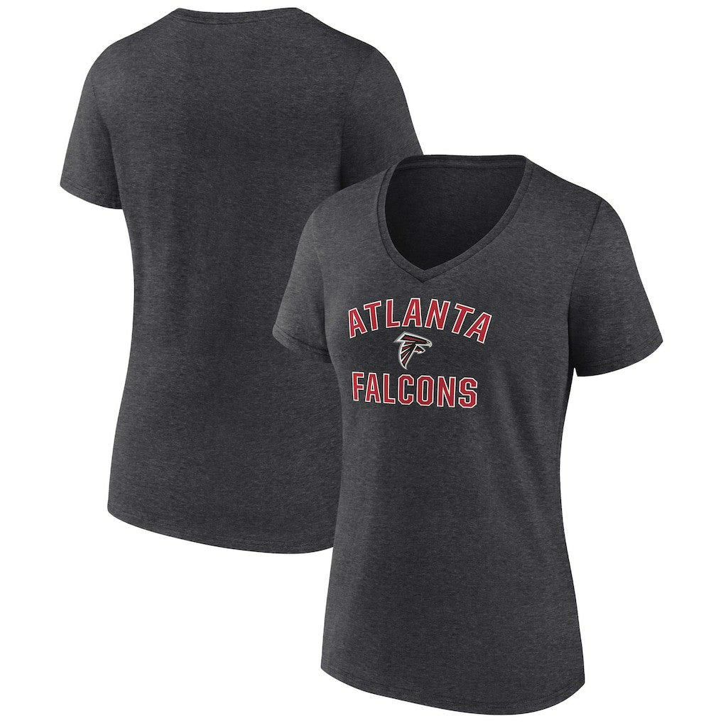 Atlanta Falcons Women's Victory Arch Team V-Neck T-Shirt Charcoal | NFL