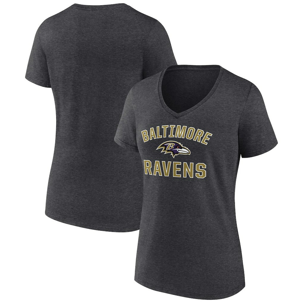 Baltimore Ravens Women's Victory Arch Team V-Neck T-Shirt Charcoal | NFL
