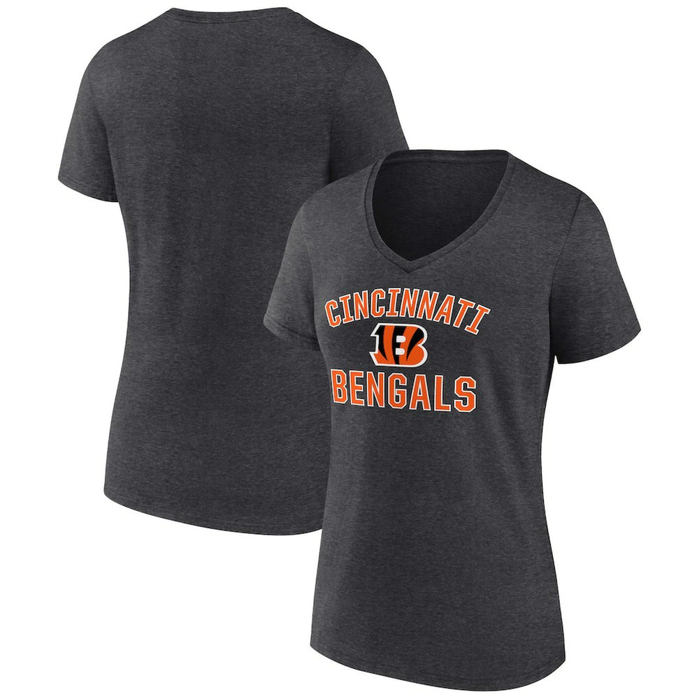 Cincinnati Bengals Women's Victory Arch Team V-Neck T-Shirt Charcoal | NFL