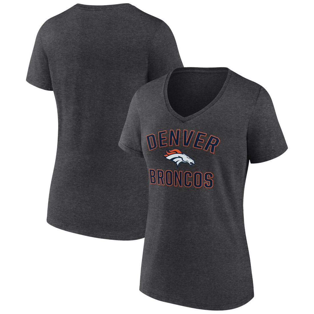 Denver Broncos Women's Victory Arch Team V-Neck T-Shirt Charcoal | NFL