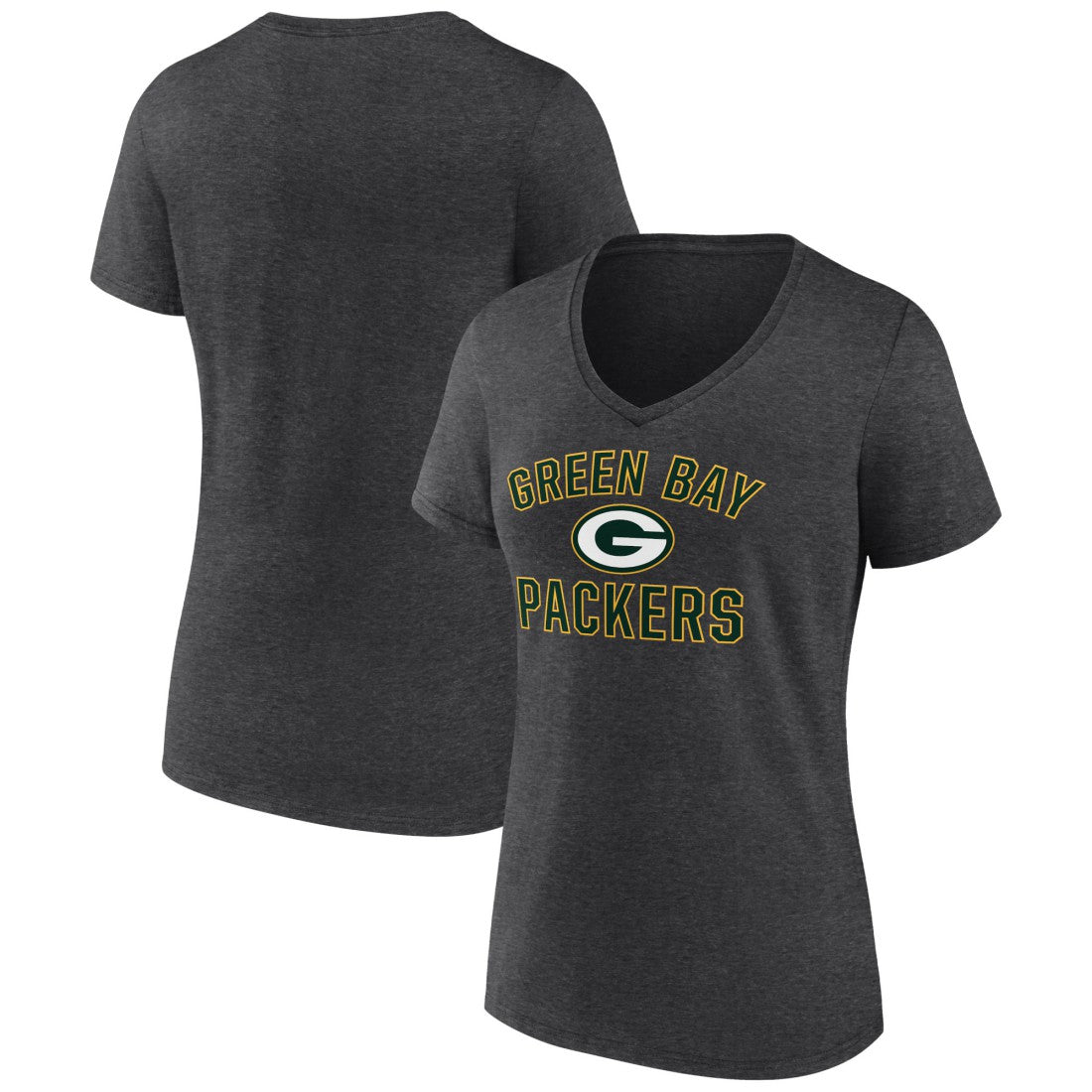 Green Bay Packers Women's Victory Arch Team V-Neck T-Shirt Charcoal | NFL